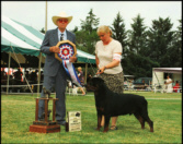 "Gates" taking Best in Specialty Show (BISS) at the Sovereign Rottweiler Club of Ontario at Woodstock, Canada the Oxford Co. K.C., on July 12, 2008 judged by Mr. Peter Dawkins, handled by Pat Turner, over BIS/BISS top 10 specials